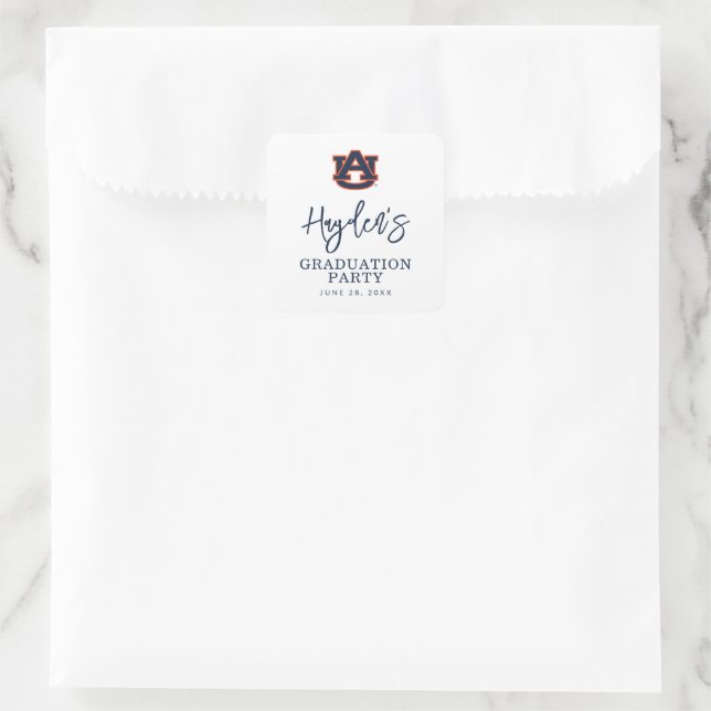Adesivo Quadrado Graduação da Universidade Auburn | Auburn Tigers (Bolsa)