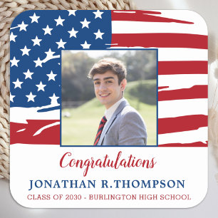 Adesivo Quadrado Graduação de Bandeira Militar Americana Patriótica