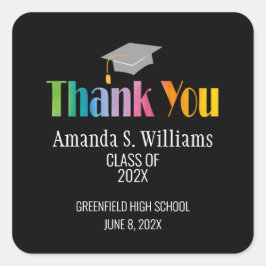 Adesivo Quadrado Graduação de bonés Obrigado