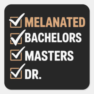 Adesivo Quadrado Graduação de Doutorado Melanizado PhD EDD Bacharel