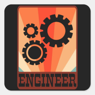 Adesivo Quadrado Graduação de engenharia mecânica de Engenheiro 