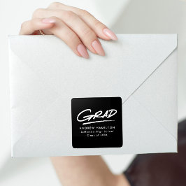 Adesivo Quadrado Graduação de Formando Moderno Branco e Preto