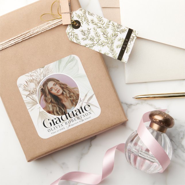 Adesivo Quadrado Graduação de Foto Boho Reviera (Presentear)