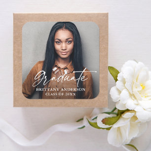 Adesivo Quadrado Graduação de Fotografias com Script de Tinta Moder