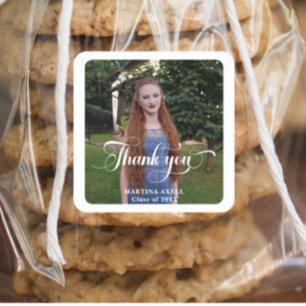 Adesivo Quadrado Graduação de Fotos Obrigado