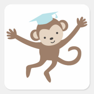 Adesivo Quadrado Graduação de Macaco Azul