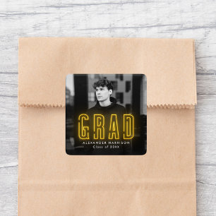 Adesivo Quadrado Graduação de Neon Amarelo Moderno