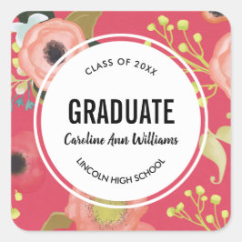 Adesivo Quadrado Graduação de Padrão Floral Moderno