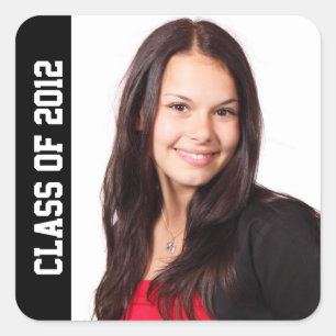 Adesivo Quadrado Graduação do ano escolar de aula recormento preto