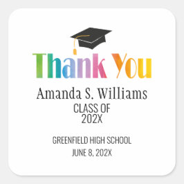 Adesivo Quadrado Graduação do Boné Formando Preto Obrigado