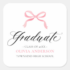 Adesivo Quadrado Graduação do Formando Coquette do Arco Rosa Modern