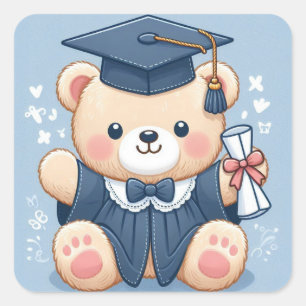Adesivo Quadrado "Graduação do Urso de Teddy"