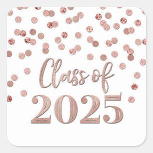 Adesivo Quadrado Graduação Dourada de Confetti 2025