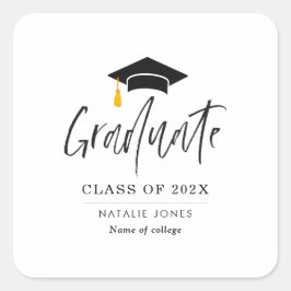 Adesivo Quadrado Graduação em letras negras de tendência