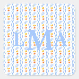 Adesivo Quadrado Graduação em Monograma da Preppy Southern Cowgirl