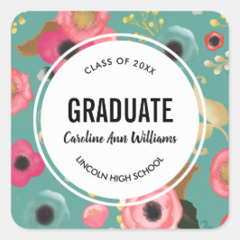 Adesivo Quadrado Graduação Floral Moderna