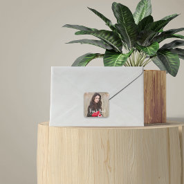 Adesivo Quadrado Graduação Moderna Obrigado Tipografia