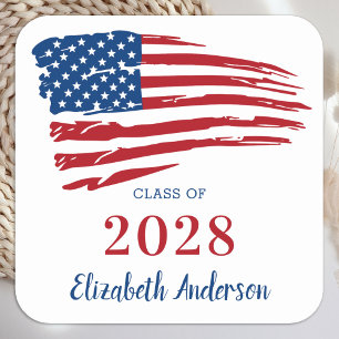 Adesivo Quadrado Graduação Patriótica Exército de Bandeira Amer