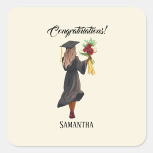 Adesivo Quadrado Graduação personalizada de aquarela (5)