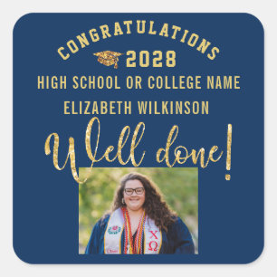 Adesivo Quadrado Graduação Personalizada de Fotografias de Script e