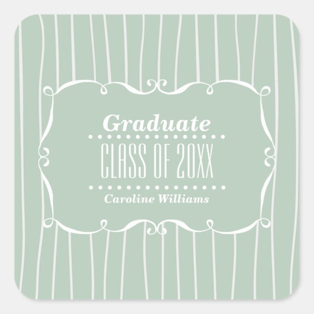 Adesivo Quadrado Graduação Personalizada de Padrão de Stripe de Fra (Frente)