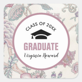 Adesivo Quadrado Graduação Personalizada de Padrão Floral