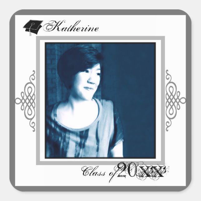 Adesivo Quadrado Graduação Praça-se Adicione Foto 1 (Frente)