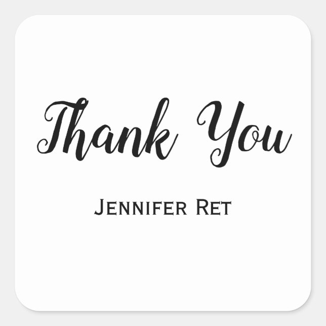 Adesivo Quadrado graduação simples mínima em caligrafia negra (Frente)