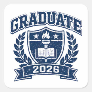 Adesivo Quadrado Graduado 2026 – Milestone de Conquista Faculdade