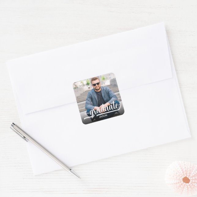 Adesivo Quadrado Graduate Foto Script Negrito (Envelope)