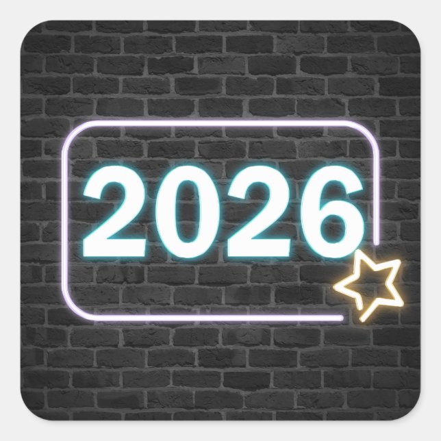Adesivo Quadrado Graduation 2026 Neon Sign On Brick (Frente)