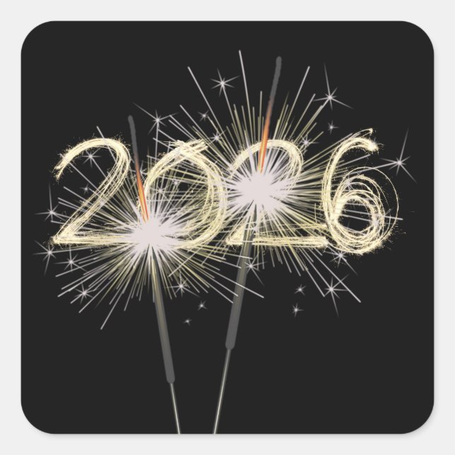 Adesivo Quadrado Graduation 2026 Sparklers On Black (Frente)