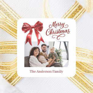 Adesivo Quadrado Gráfico branco de foto do arco vermelho Natal