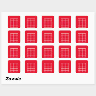 Adesivo Quadrado Gráfico de Cordas de Violão Modelo Vermelho/Bran