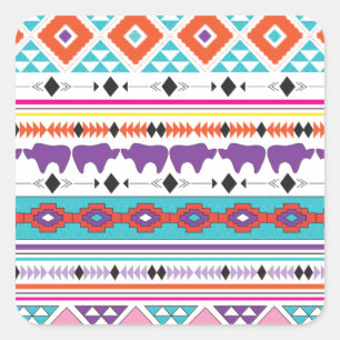 Adesivo Quadrado Gráfico de padrão asteca Tribal