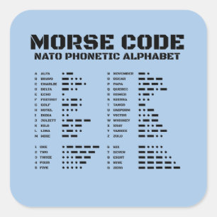 Adesivo Quadrado Gráfico do Alfabeto da OTAN Código Morse de A a Z