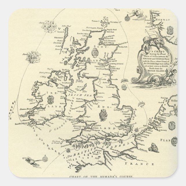 Adesivo Quadrado Gráfico do curso da Armada Espanhola (Frente)