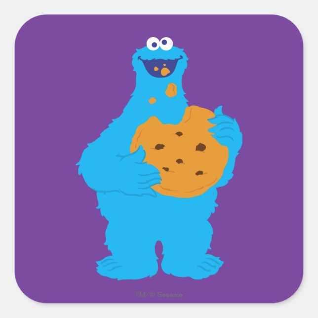 Adesivo Quadrado Gráfico do Monstro Come-Biscoitos (Frente)