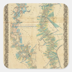 Adesivo Quadrado Gráfico do Rio Lower Mississippi