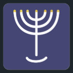Adesivo Quadrado Gráfico Dourado do Marinho Branco Moderno Menorah<br><div class="desc">Hebraico Menorah Sticker. Marinho,  Branco,  Dourado. Transferível e personalizável.</div>