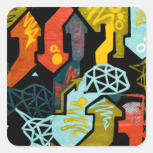Adesivo Quadrado Grafite Art Stickers