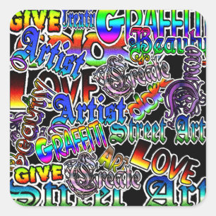 Adesivo Quadrado Grafite com Termos do Artista