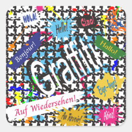 Adesivo Quadrado Grafite Saudações