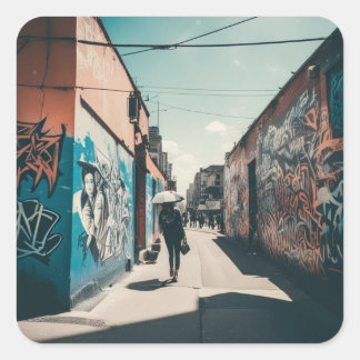 Adesivo Quadrado Grafite urbano