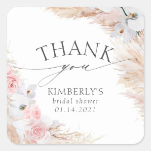 Adesivo Quadrado Grama das Pampas e Orquídea Branca Tropical