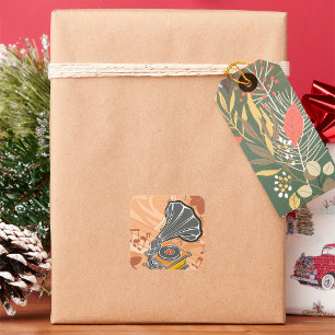 Adesivo Quadrado Gramofone