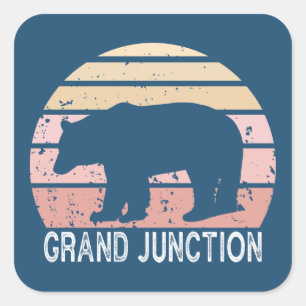 Adesivo Quadrado Grand Junction Colorado Urso Retro