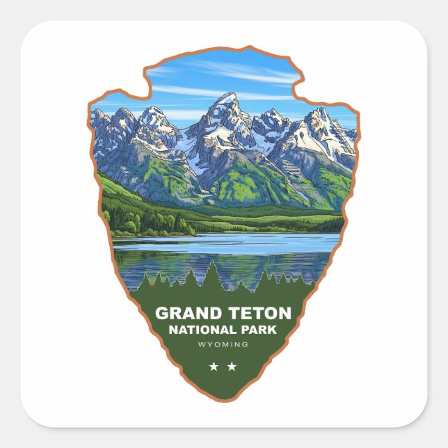 Adesivo Quadrado Grand Teton National Park Wyoming Arrowhead (Frente)