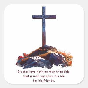 Adesivo Quadrado Grande Amor Hath No Man Bíblia Verse Faith