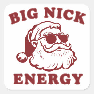 Adesivo Quadrado Grande Energia Nick Divertido Natal Vintage Santa